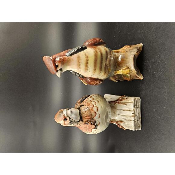 2 Mid Century Kitsch Ceramic Bobwhite Grouse Bird Figures JSC Malsons NY Label - Picture 2 of 15